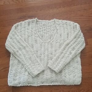 Urban Outfitters Cream Distressed Knit Sweater